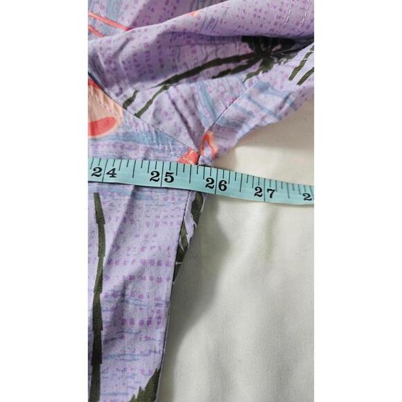 Original Use Men's Purple Buttoned Hawaiian Shirt w/ Flamingos & Palm Trees XL - Picture 6 of 7